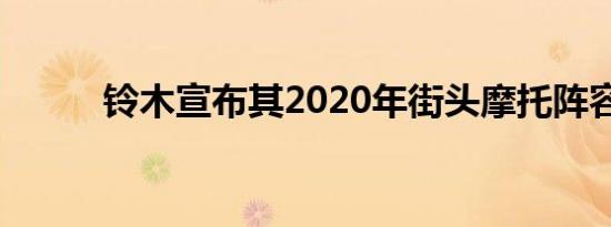 铃木宣布其2020年街头摩托阵容