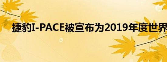 捷豹I-PACE被宣布为2019年度世界汽车
