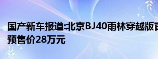 国产新车报道:北京BJ40雨林穿越版官图发布 预售价28万元