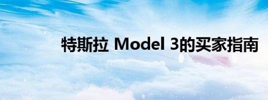 特斯拉 Model 3的买家指南