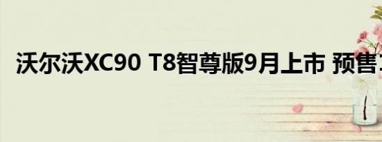 沃尔沃XC90 T8智尊版9月上市 预售128万