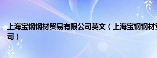 上海宝钢钢材贸易有限公司英文（上海宝钢钢材贸易有限公司）