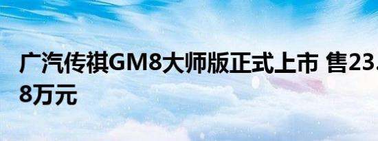 广汽传祺GM8大师版正式上市 售23.98-25.28万元