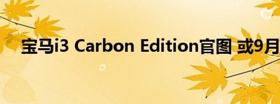 宝马i3 Carbon Edition官图 或9月亮相
