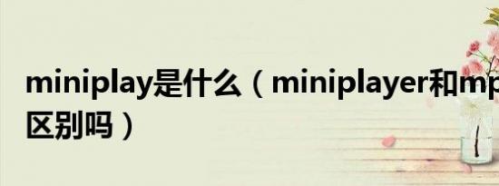 miniplay是什么（miniplayer和mp4有什么区别吗）