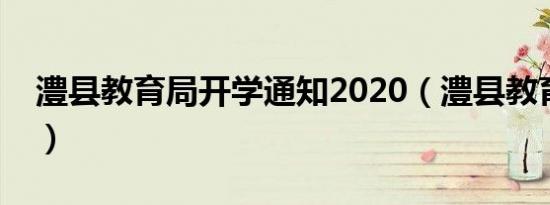 澧县教育局开学通知2020（澧县教育网网站）
