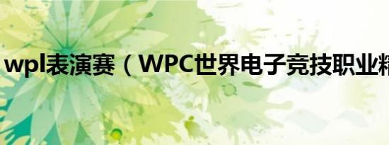wpl表演赛（WPC世界电子竞技职业精英赛）