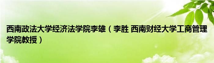 西南政法大学经济法学院李雄（李胜 西南财经大学工商管理学院教授）