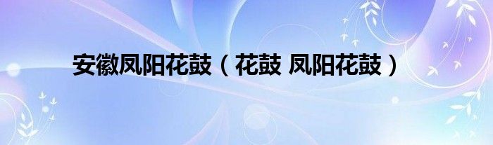 安徽凤阳花鼓（花鼓 凤阳花鼓）