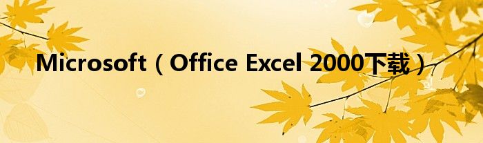 Microsoft（Office Excel 2000下载）