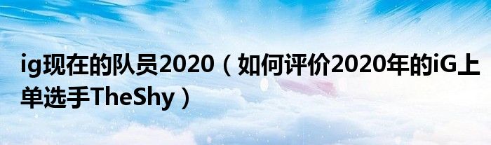 ig现在的队员2020（如何评价2020年的iG上单选手TheShy）