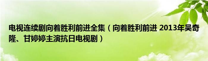 电视连续剧向着胜利前进全集（向着胜利前进 2013年吴奇隆、甘婷婷主演抗日电视剧）