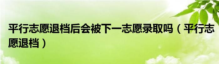 平行志愿退档后会被下一志愿录取吗（平行志愿退档）