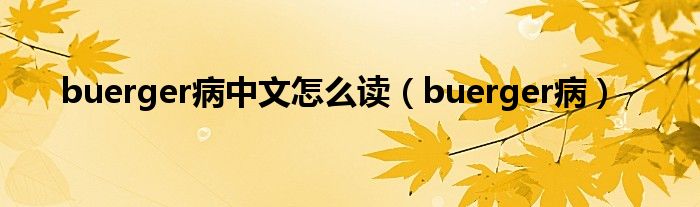 buerger病中文怎么读（buerger病）