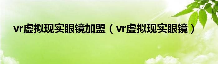 vr虚拟现实眼镜加盟（vr虚拟现实眼镜）