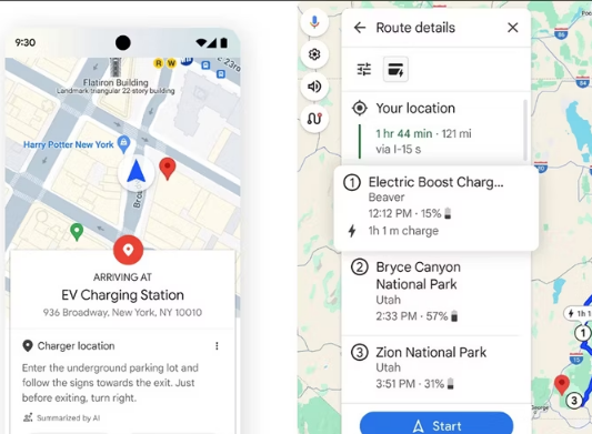 谷歌地图发布更新以查找电动汽车充电器的确切位置